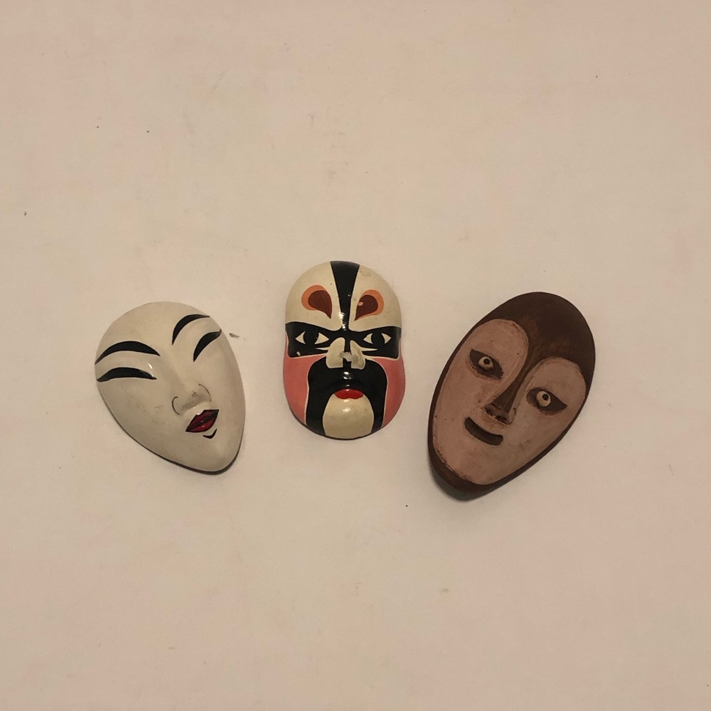 Lot of Three Decorative Masks Brooches